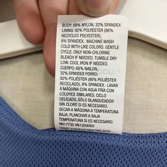 All in Motion Women's XS Blue Everyday Soft Rib Racerback Cropped Support Tank - Picture 6 of 13